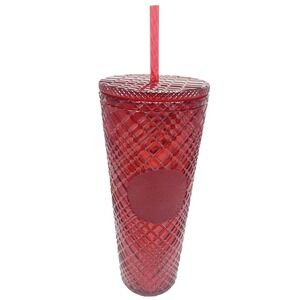 Starbucks Red Bling Studded Venti 24 fl oz Cold Cup Tumbler With Straw
